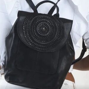 Milo "Audrey"  Black Leather Backpack Purse